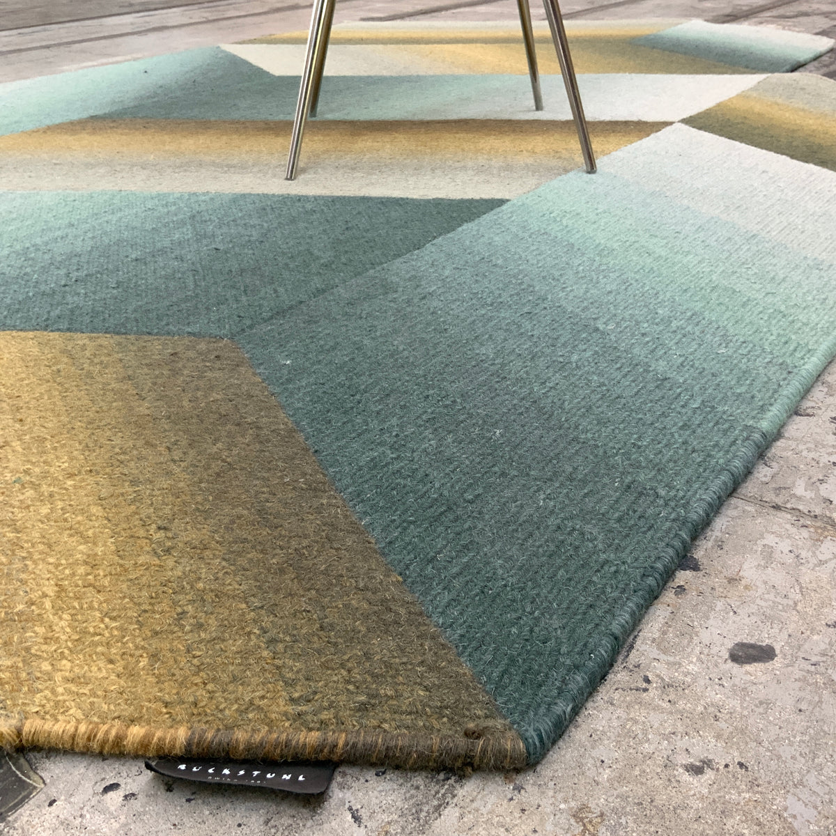 Wollteppich Logenze 30249 türkis-ocker 190 x 303 cm
